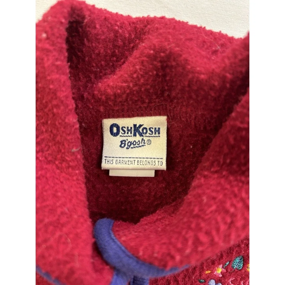 Vintage 80s/90s OshKosh B'gosh USA Toddler Girls Size 5 Fleece Jacket Cardigan